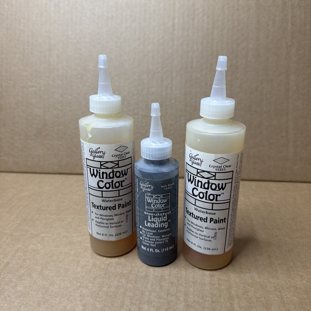 2 Gallery Glass Window Color 15351 Crystal Clear  8 FL OZ Ea. & 1 Liquid Leading